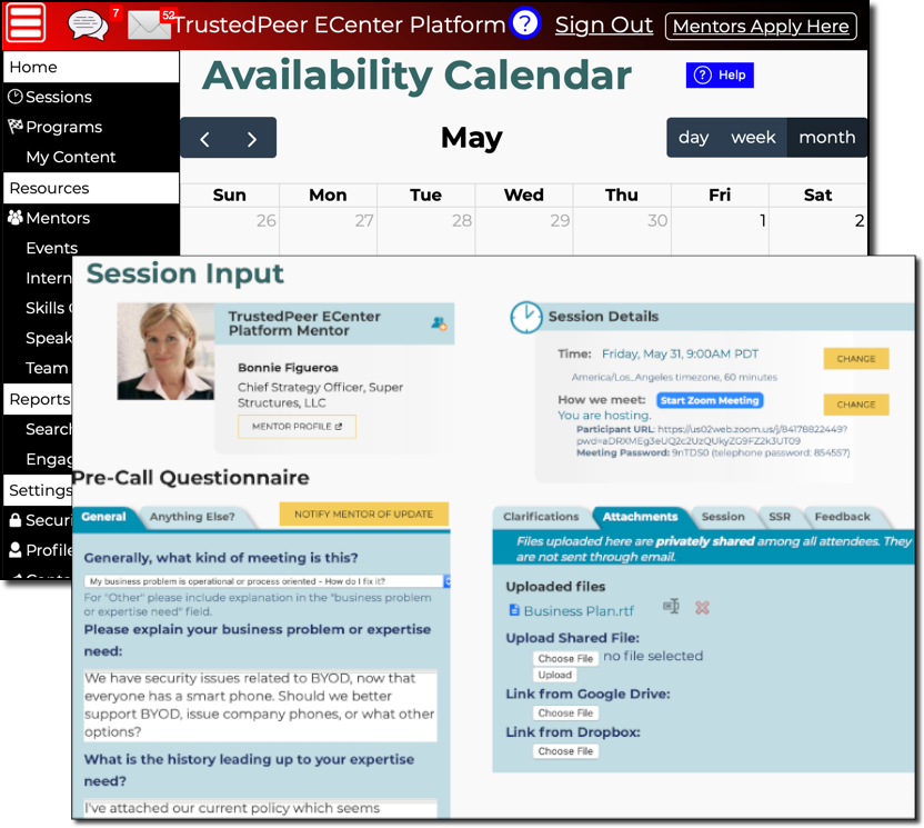 Availability Calendar and Meeting Input