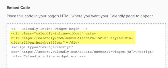 Calendly code snippet